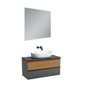 Мебель для ванной со столешницей Sancos Delta DL100GR+TT100A1 дуб красный/графит/Black Sky