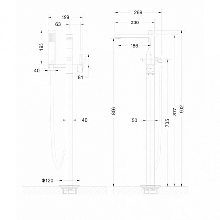 Смеситель Bravat Arc F66061C-B3-ENG напольный, хром
