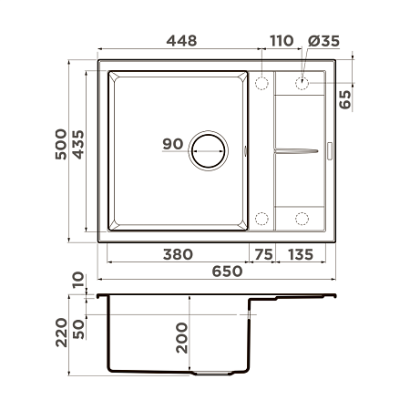 Кухонная мойка Omoikiri Sumi 65A-WH 50x65x20 белый