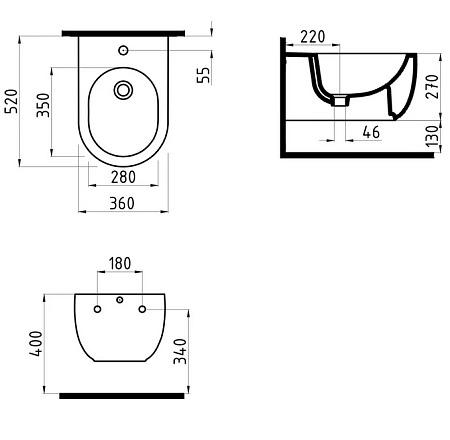 Биде подвесное Bien Vokha MDBA05201VD1W5000 белый