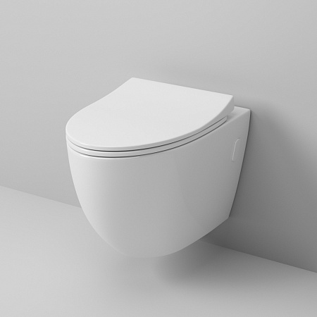 Унитаз подвесной Grossman GR-4451S безободковый, с тонкой крышкой-сидением, белый