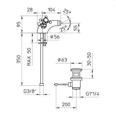 Смеситель Palazzani Adams 52412010 для биде, хром