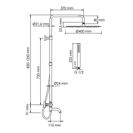 Душевая стойка WasserKRAFT A188.117.137.087.CH Thermo хром