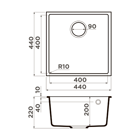 Кухонная мойка Omoikiri Bosen 44-U-WH 44x44x19 белый