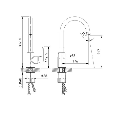 Смеситель IDDIS Cuba CUBWTFJi05 для кухонной мойки, белый
