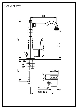 Смеситель Emmevi Laguna 40513OR для раковины, золото