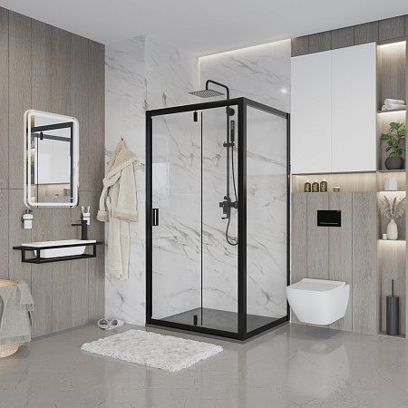 Душевой уголок Niagara Nova NG-83-8AВ+А80В 80х80 квадрат, прозрачное, черный