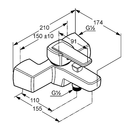 Смеситель Kludi Q-BEO 504430565 для ванны с душем