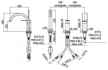 Смеситель Paffoni Ringo RIN040LNO на борт ванны, черный