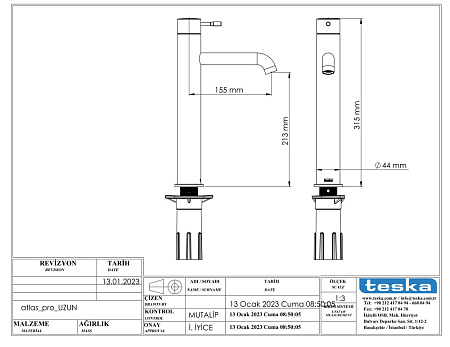 Смеситель для раковины Teska Atlas Leo L E5724 черный