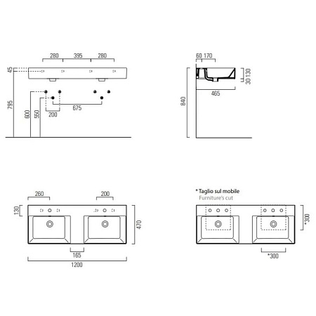 Раковина GSI Kube X 9425111 120 двойная, белый