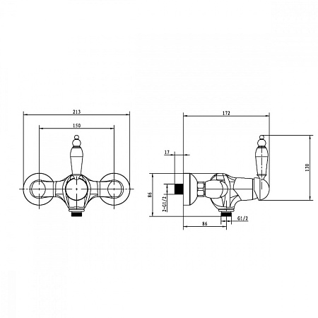 Смеситель Boheme Brillante Ripresa 344 для душа, хром