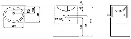 Раковина Laufen Pro 8.1395.1.000.104.1 56см