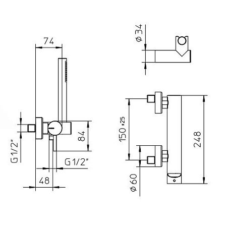 Смеситель Palazzani Mimo 02201543 для душа, белый матовый