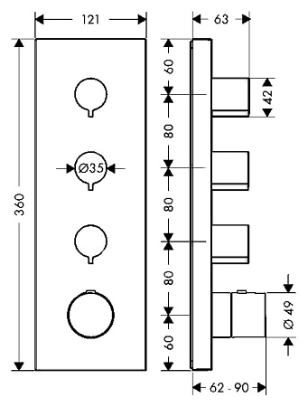 Термостат Axor Shower Collection 10751000 для душа, хром