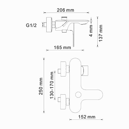 Смеситель WasserKRAFT Dinkel 5801 для ванны с душем
