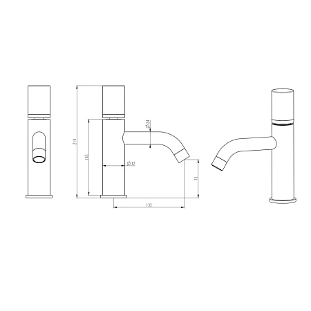 Смеситель Boheme Stick 121-BB для раковины, ручка Diamond, черный