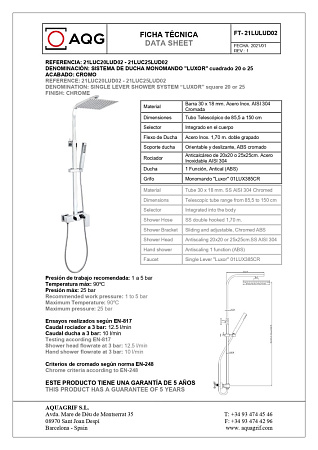 Душевая стойка AQG Bold 21LUC25LUD02 хром