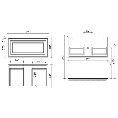 Тумба c раковиной и столешницей Sancos Very 160 VR80SM+TT160A2 Doha Soft/Kreman