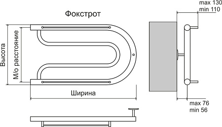 Полотенцесушитель водяной Terminus Фокстрот AISI 32х2 320х500 с полкой, хром