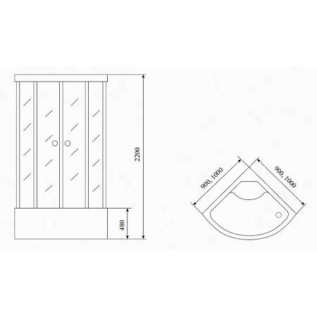 Душевая кабина Timo Standart T-1100 100x100x220 тонированное стекло/хром матовый