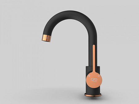 Смеситель GPD Gildo MTL165-S-R для раковины черный/розовое золото