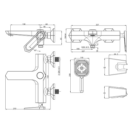 Смеситель  Lemark Prizma LM3914C для ванны