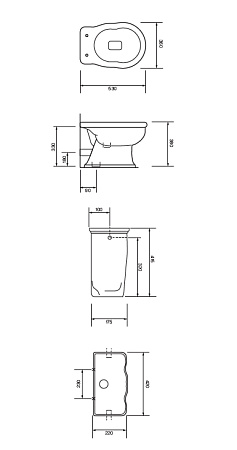Унитаз приставной Tiffany World Bristol TWBR01bi средний бачок, золото