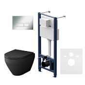 Комплект: инсталляция + клавиша + унитаз AM.PM Spirit V2.0 IS47051.701700MB черный матовый/хром