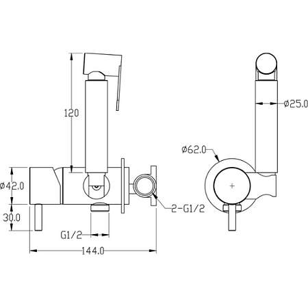 Гигиенический душ со смесителем Boheme Uno 467-NB для биде, никель