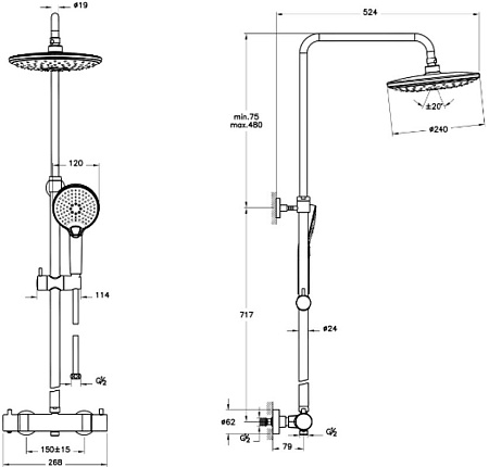 Душевая стойка VitrA Aquaheat Bliss 240 A4720526EXP медь