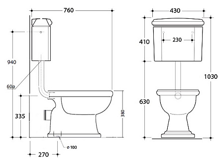 Бачок для унитаза Tiffany World Bristol TWBR22bi для средней трубы