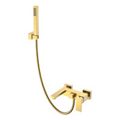 Смеситель Boheme Qubic 473-MG для ванны с душем, золото матовое