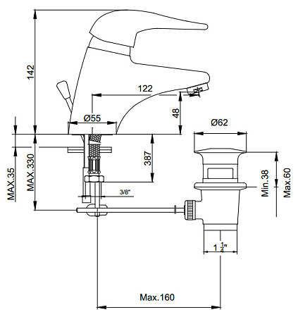 Смеситель E.C.A. Mix 2000 102108446 для раковины