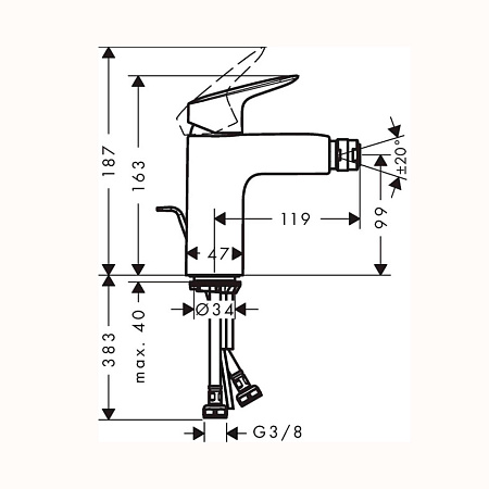 Смеситель Hansgrohe Logis 71200670 для биде, черный матовый