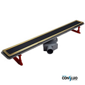 Душевой лоток Pestan Confluo Premium Line Black Glass Gold 650 13100116 матовый хром/золото