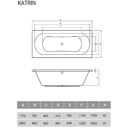 Акриловая ванна Relisan Katrin Гл000026033 180x80