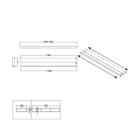 Полка-вешалка Niagara Nova NG1275B 120 черный матовый