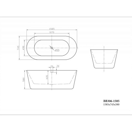 Акриловая ванна BelBagno BB306-1585 158.5x74.5 белый