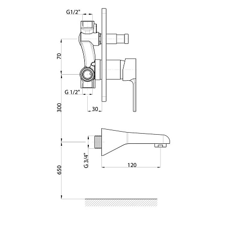 Смеситель GPD Atros MAB65 для ванны с душем