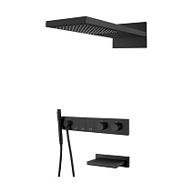 Душевой комплект Boheme Zodiac 133-2-B для душа, с термостатом, с изливом, черный