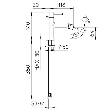 Смеситель Palazzani Digit 02411143 для биде, белый матовый
