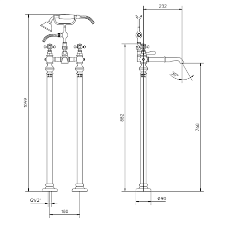 Смеситель Palazzani Adams 52101110 для ванны напольный, хром