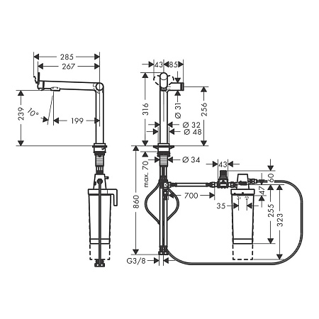 Смеситель Hansgrohe Aqittura 76804670 для кухонной мойки, черный матовый