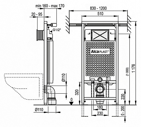 Система инсталляции для унитазов AlcaPlast Jadromodul A102/1200 при реконструкции в панельных домах