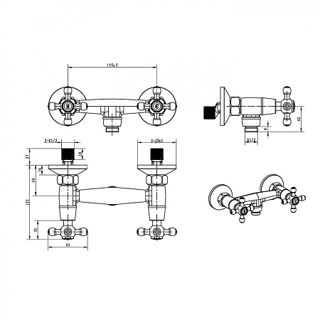 Смеситель Boheme Crystal 314-CRST для душа, бронза