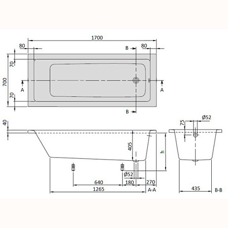 Ванна акриловая Villeroy & Boch Targa Plus UBA177NES2V-01 170х70 белый Alpin