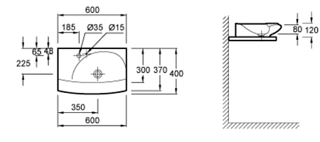 Раковина Jacob Delafon Stillness E1302  60х40