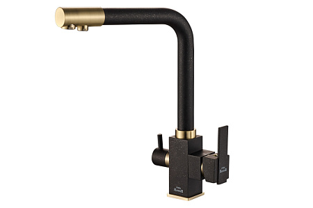 Смеситель Zorg Steel Hammer SH 805 BLACK BR для кухонной мойки/для фильтра, черный металл/бронза