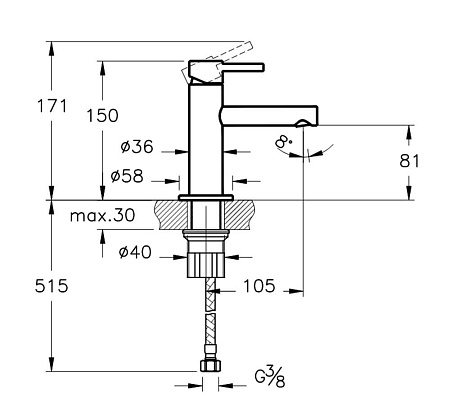 Смеситель VitrA Origin A42555 для раковины, хром